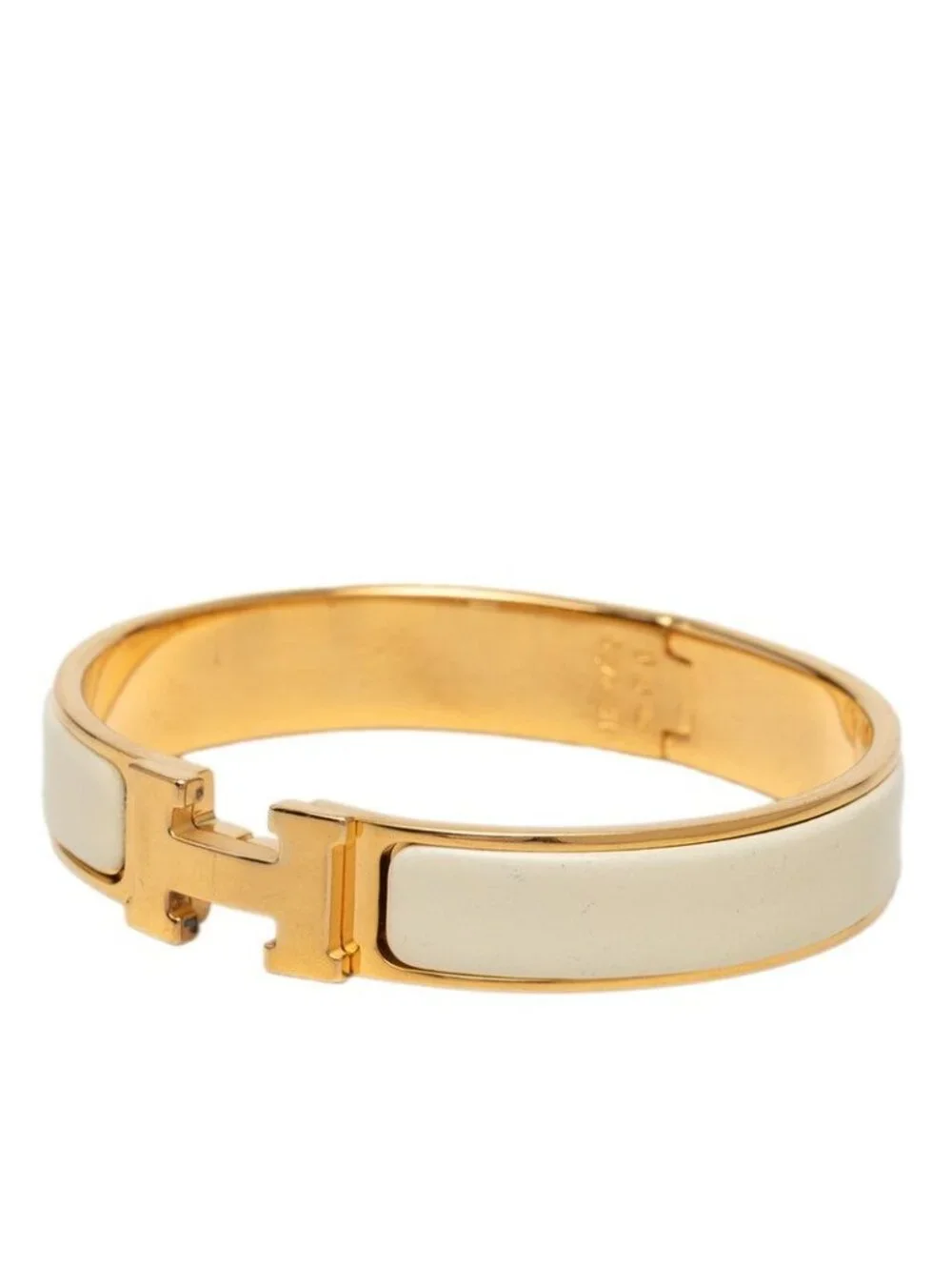 Hermes Click PM Bracelet Bangle Gold Ivory Plated
